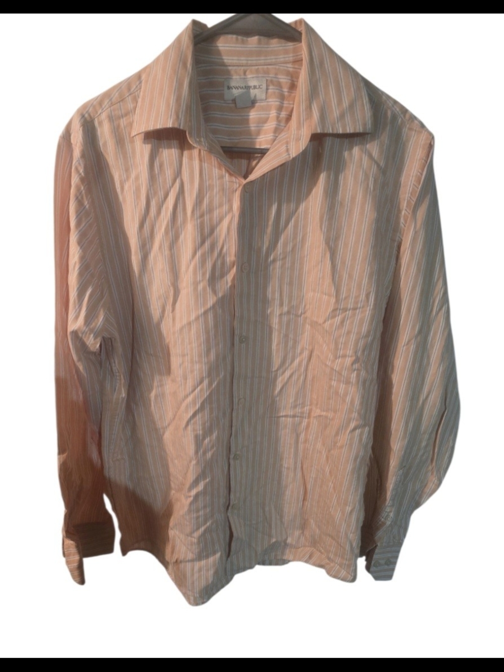 Banana Republic Men's Long-Sleeve Striped Dress Shirt - Peach